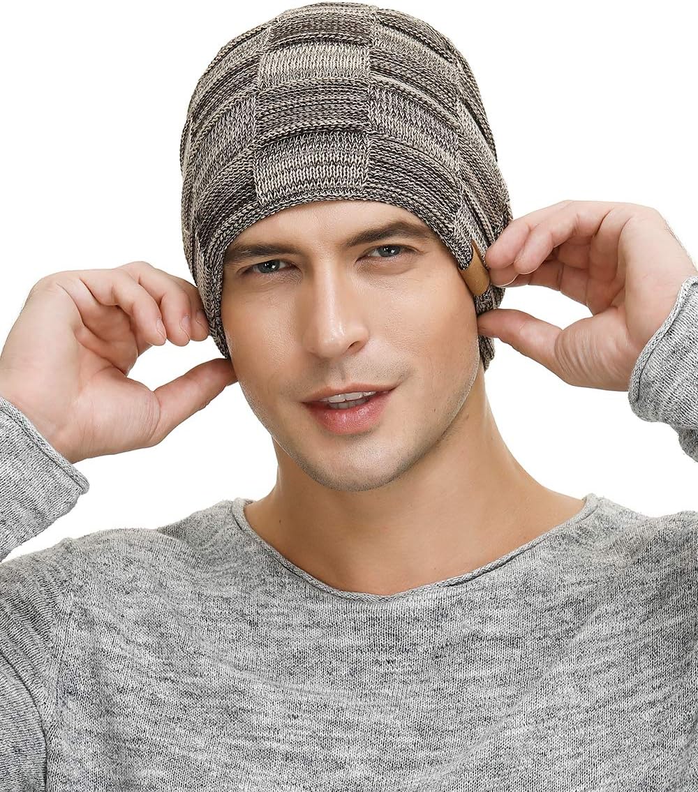 Vgogfly Slouchy Beanie for Men Winter Hats for Guys Cool Beanies Mens Lined Knit Warm Thick Skully Stocking Binie Hat - Image 4